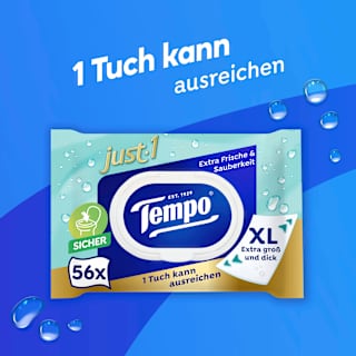 Feuchtes Toilettenpapier Just 1 XL-Tuch Tempo
