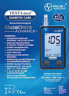 GlucoCheck ADVANCE Blutzuckermessgerät mit Sprachausgabe Testa med