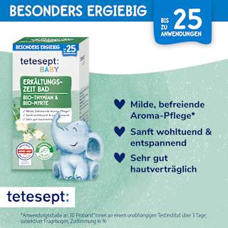 Baby Erkältungszeit Bad mit Thymian & Myrte tetesept