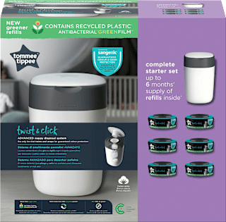 Windeleimer Twist & Click Sangenic, inklusive 6x Nachfüllpacks, weiß Tommee Tippee
