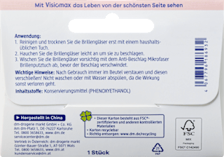 Anti-Beschlag Mikrofaser Zaubertuch Visiomax