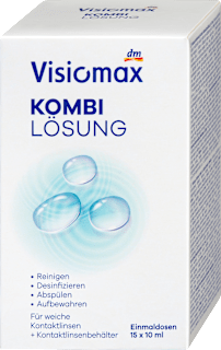 Kombilösung Einmaldosis für weiche Kontaktlinsen, mit Kontaktlinsenbehälter (15x10 ml) Visiomax
