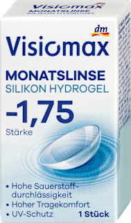 Silikon-Hydrogel Monatslinse Dioptrie -1,75 Visiomax