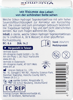 Silikon-Hydrogel Tageslinsen Dioptrie -2,50 Visiomax
