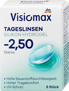Silikon-Hydrogel Tageslinsen Dioptrie -2,50 Visiomax