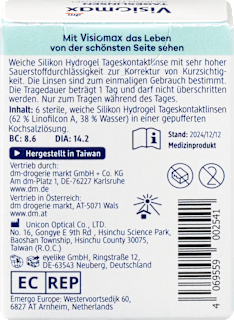Silikon-Hydrogel Tageslinsen Dioptrie -3,00 Visiomax