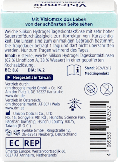 Silikon-Hydrogel Tageslinsen Dioptrie -3,25 Visiomax
