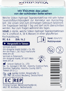 Silikon-Hydrogel Tageslinsen Dioptrie -3,50 Visiomax