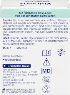 Tageslinsen Dioptrie -1,00 Visiomax