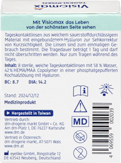 Tageslinsen Dioptrie -3,00 Visiomax
