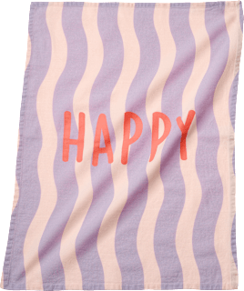 Geschirrtücher aus Baumwolle "happy/hello", lila/rosa Vito & Joe