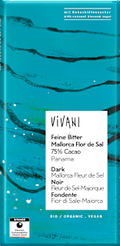 Schokolade, Feine Bitter Mallorca Flor de Sal 75%  Vivani