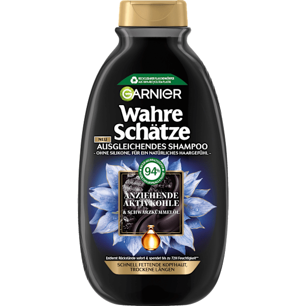 Shampoo Aktivkohle, fettige Kopfhaut Wahre Schätze