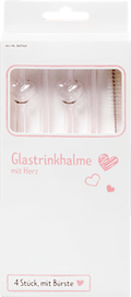 Trinkhalme aus Glas mit Herz, rosa wenco
