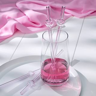 Trinkhalme aus Glas mit Herz, rosa wenco