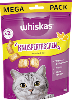Katzenleckerli Knuspertaschen mit Huhn & Käse, Megapack Whiskas