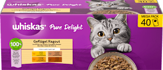 Nassfutter Katze Geflügel Ragout in Gelee, Pure Delight, Megapack (40x85 g) Whiskas