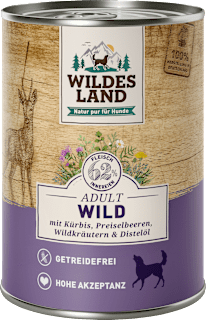 Nassfutter Hund mit Wild & Kürbis Wildes Land