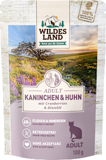 Nassfutter Katze mit Kaninchen & Huhn Wildes Land