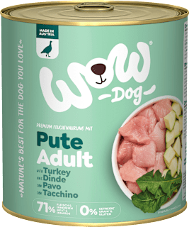 Nassfutter Hund mit Pute, Zucchini & Löwenzahn, Adult WOW