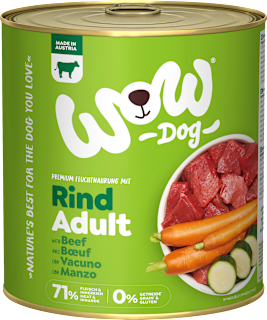 Nassfutter Hund mit Rind, Karotte & Zucchini, Adult  WOW
