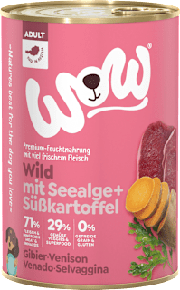 Nassfutter Hund mit Wild, Seealge & Süßkartoffel, Adult WOW