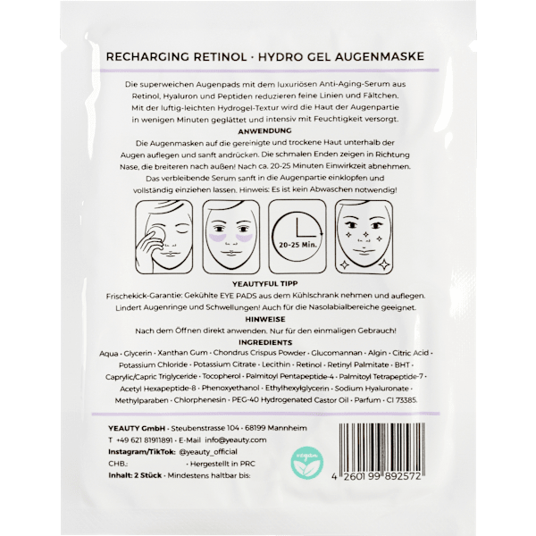 Augenpads Recharging Retinol (1 Paar) Yeauty