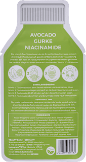 Tuchmaske Avocado Cucumber Niacinamide Yeauty