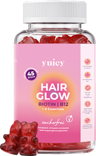 Haarvitamine Hair Glow Biotin I B12 + 8 Essentials Gummies (45 Stück) yuicy